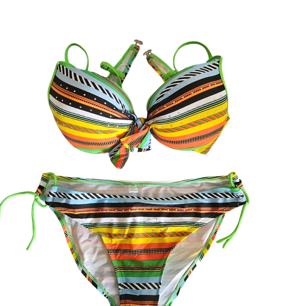 Striped Multicolor Bikini Set.  #0061